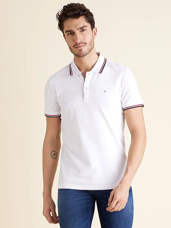 CELIO MEN'S  NECETWO POLO SHIRT | WHITE